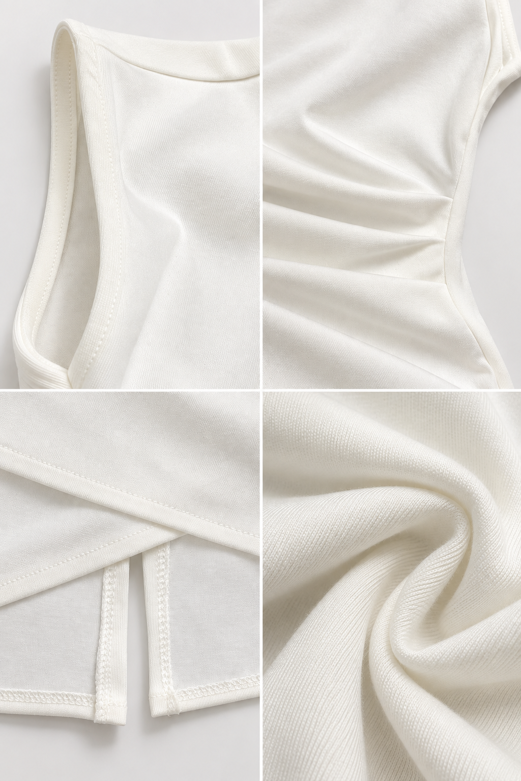 Draped Boat Neck Top - White