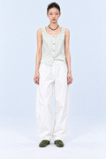 Adjustable Hem Wide Pants – White