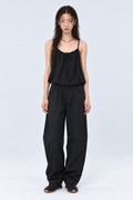 Adjustable Hem Wide Pants – Black
