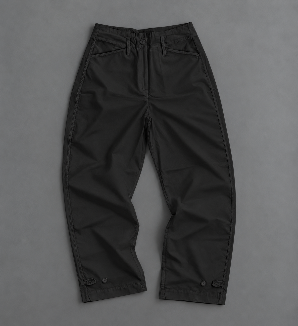 Adjustable Hem Wide Pants – Black