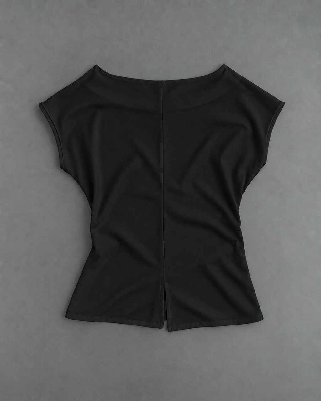 Draped Boat Neck Top - Black