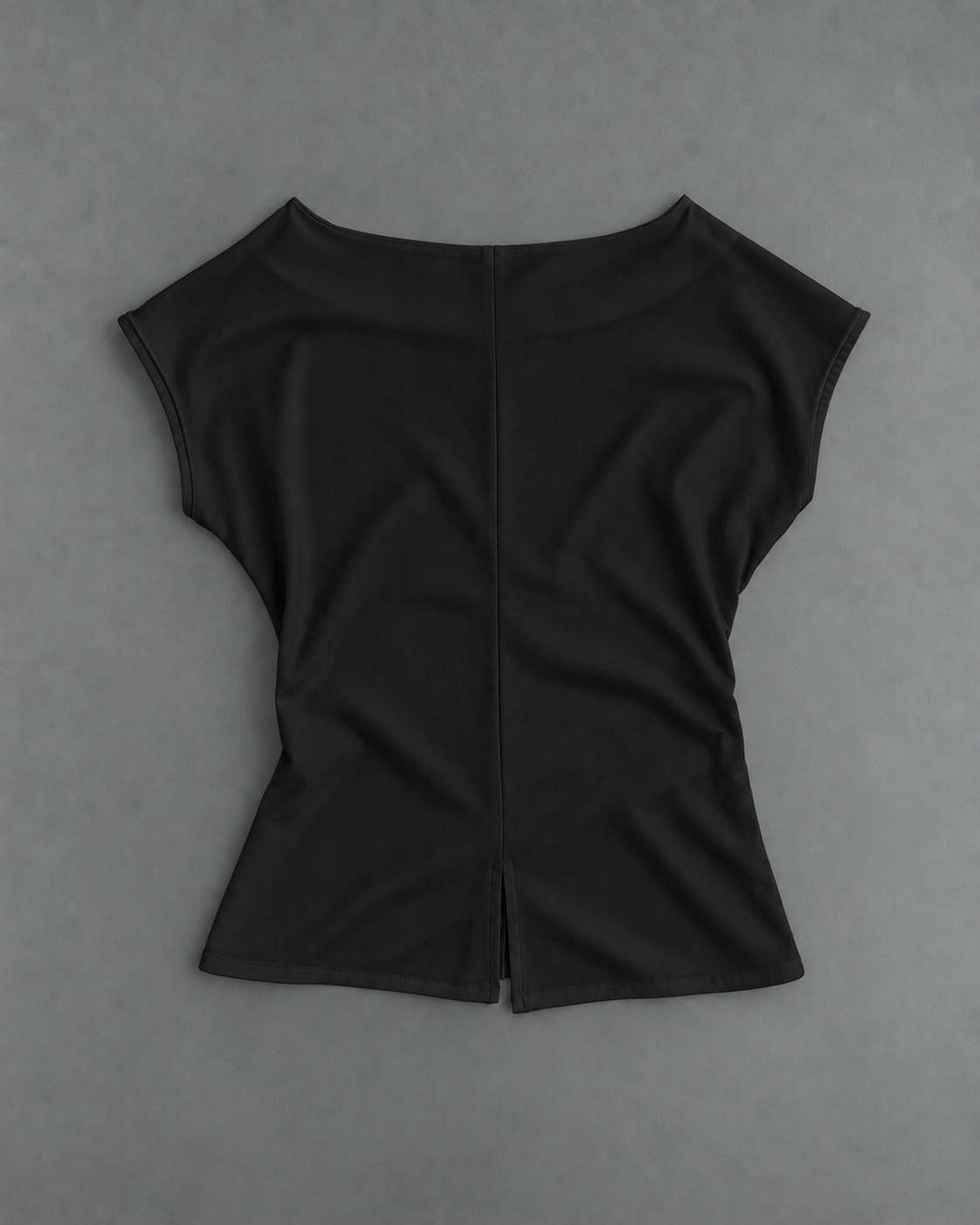 Draped Boat Neck Top - Black