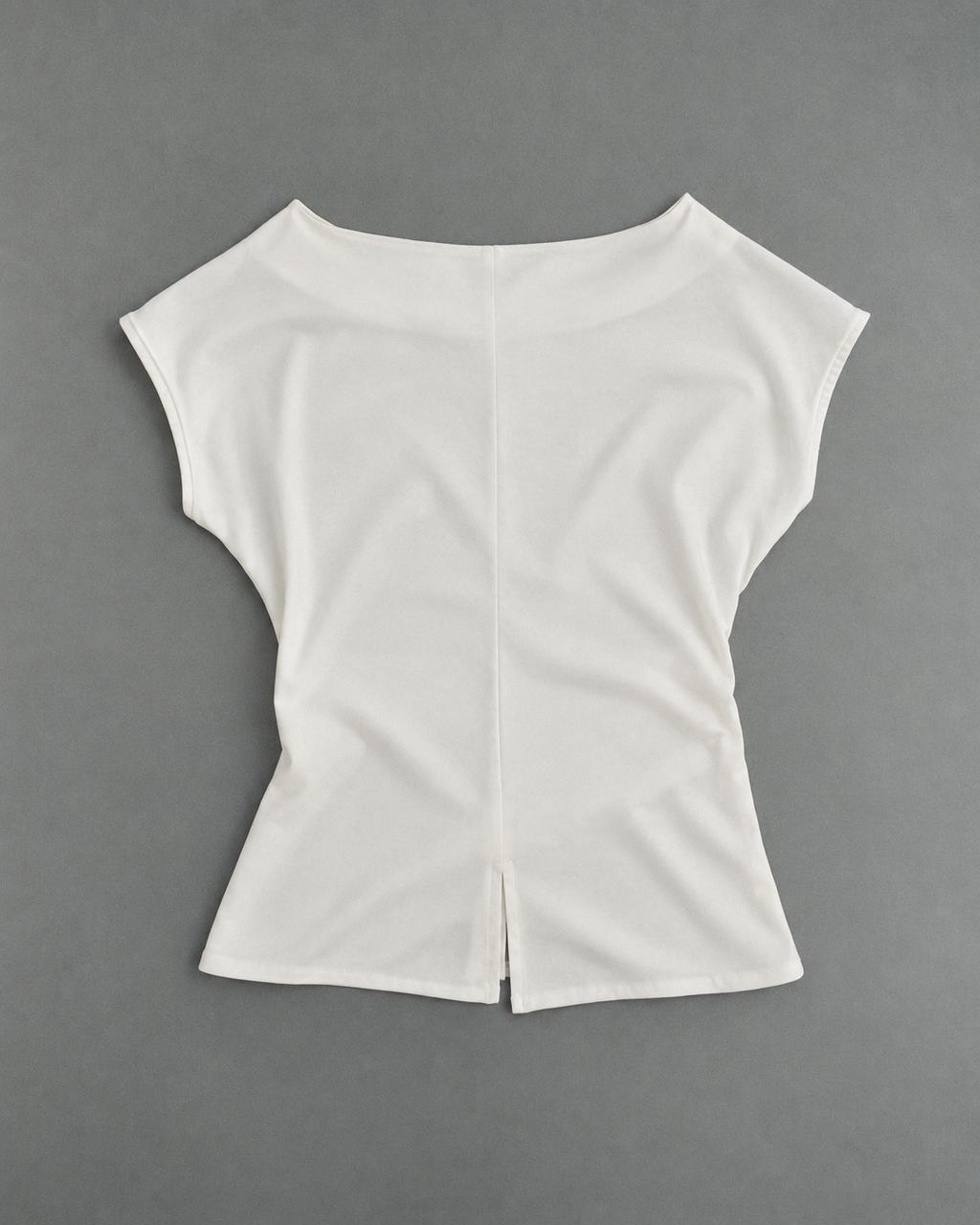 Draped Boat Neck Top - White
