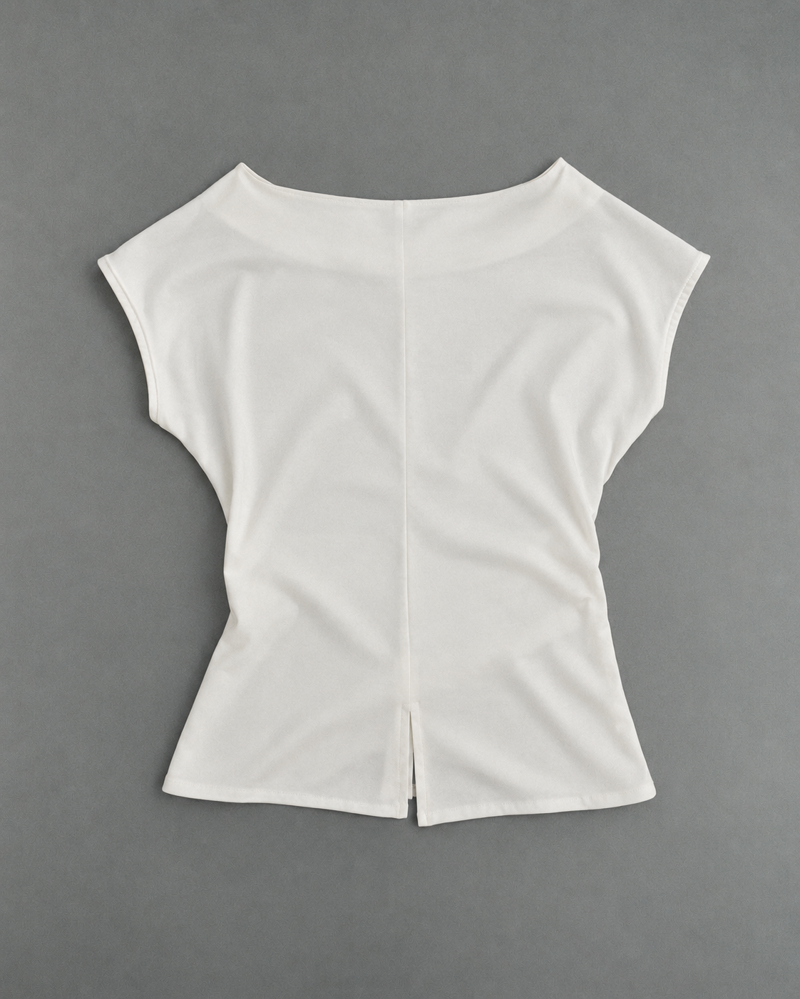 Draped Boat Neck Top - White