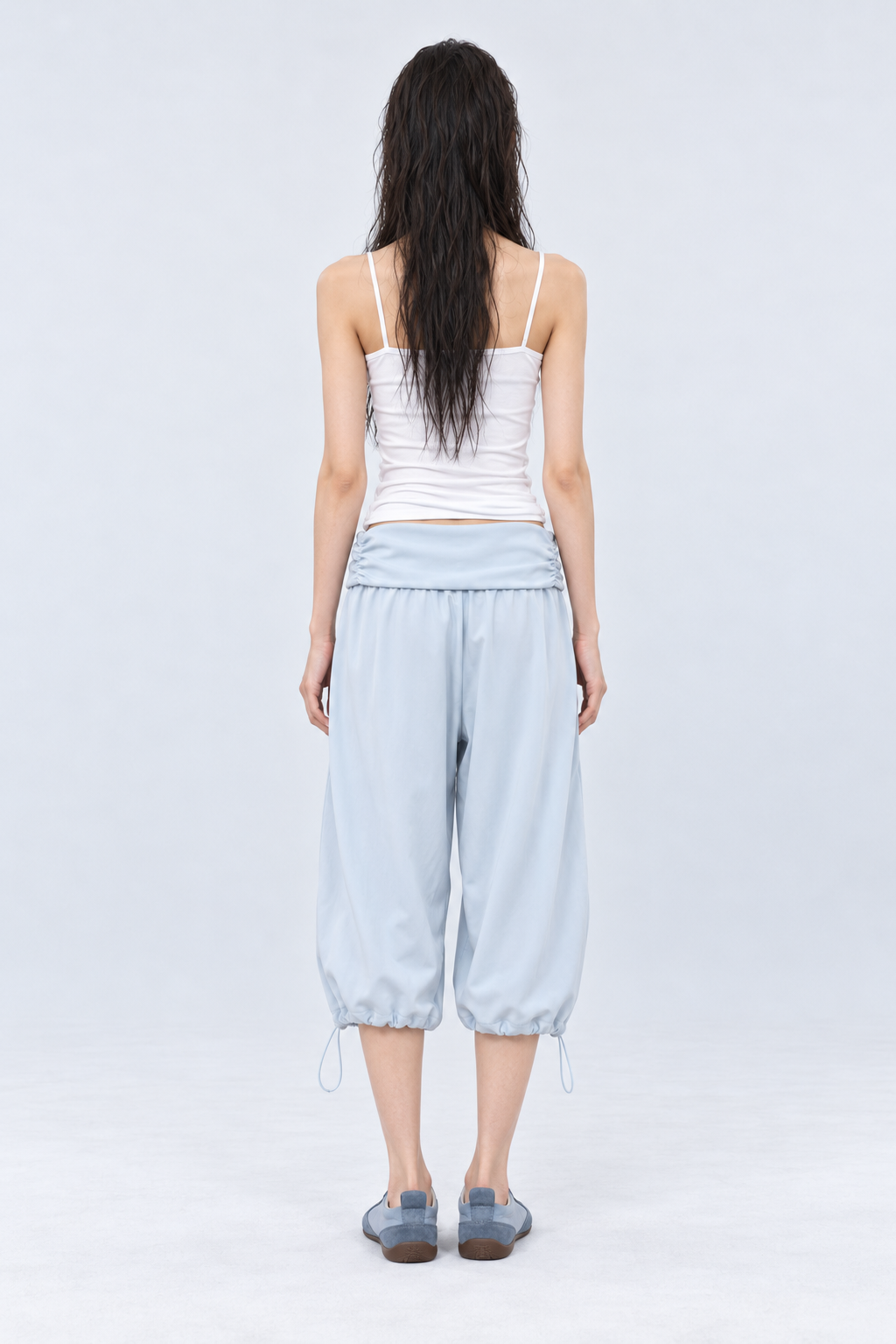 Draped Waist Balloon Pants – Sky Blue