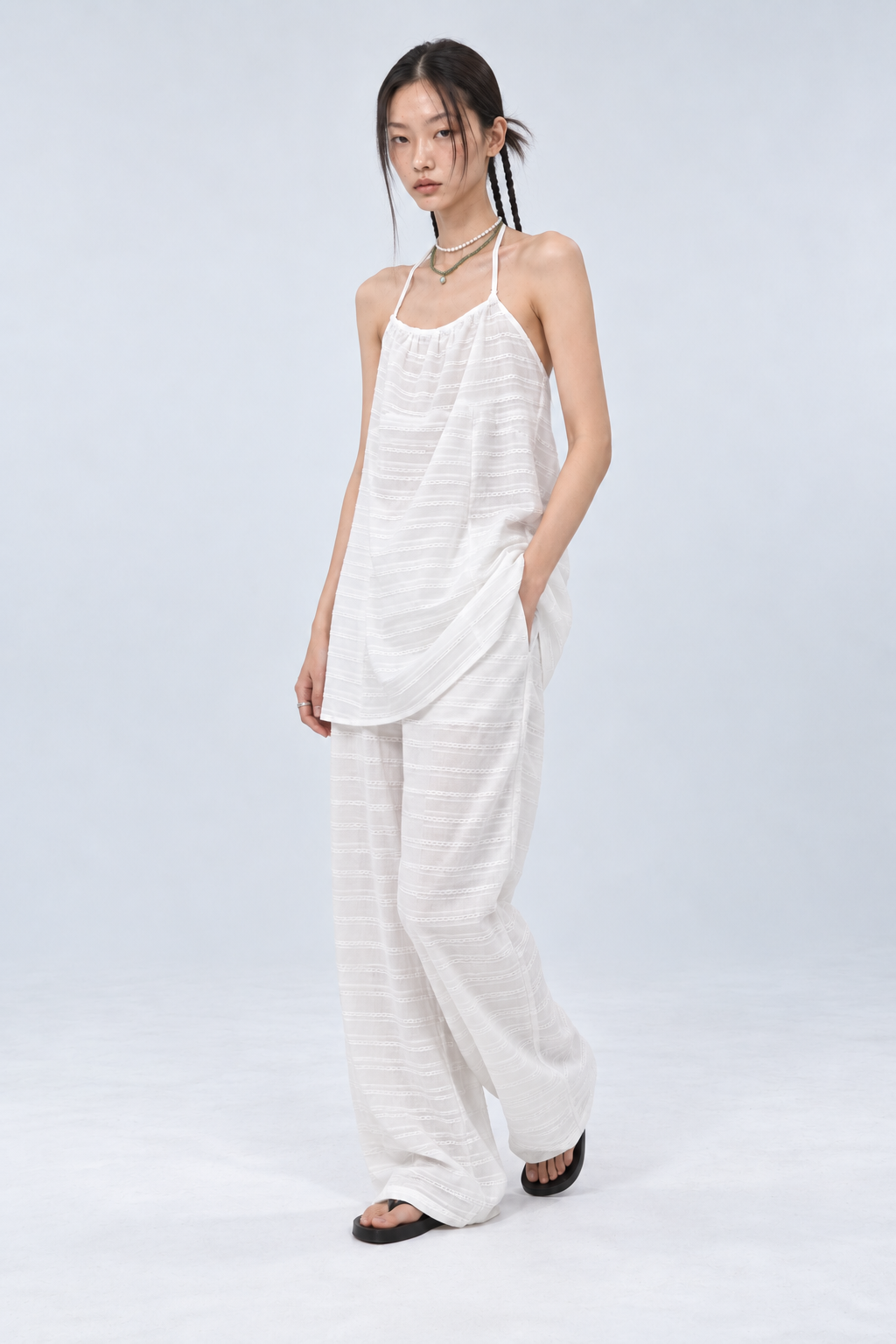 Halter Top & Wide Pants Set – Ivory