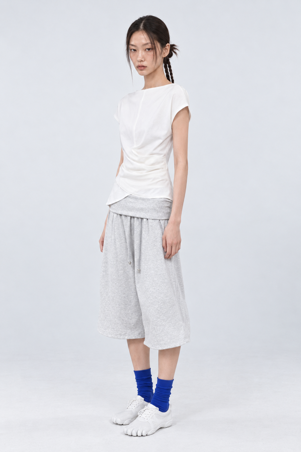 Draped Waist Balloon Pants - Grey