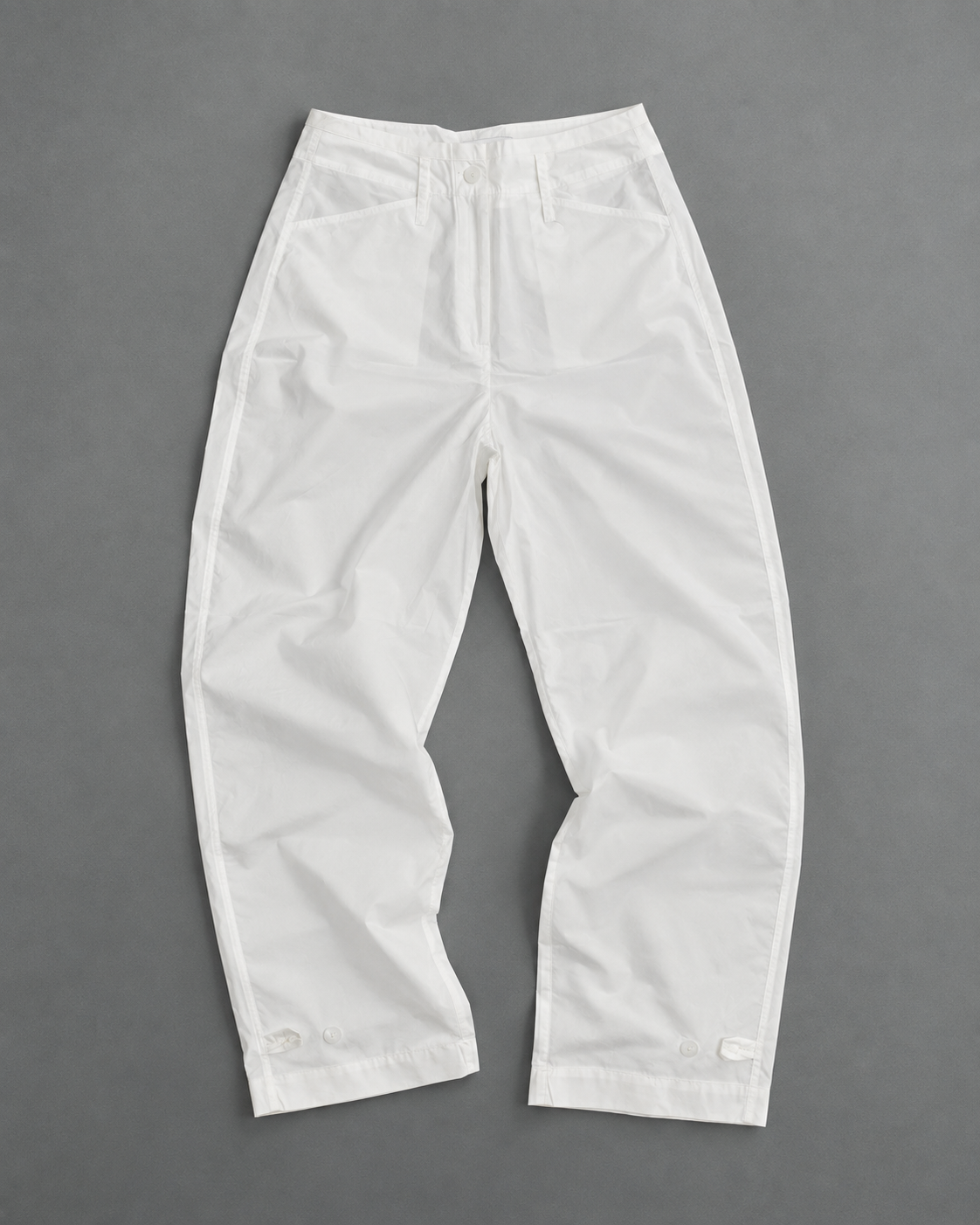 Adjustable Hem Wide Pants – White