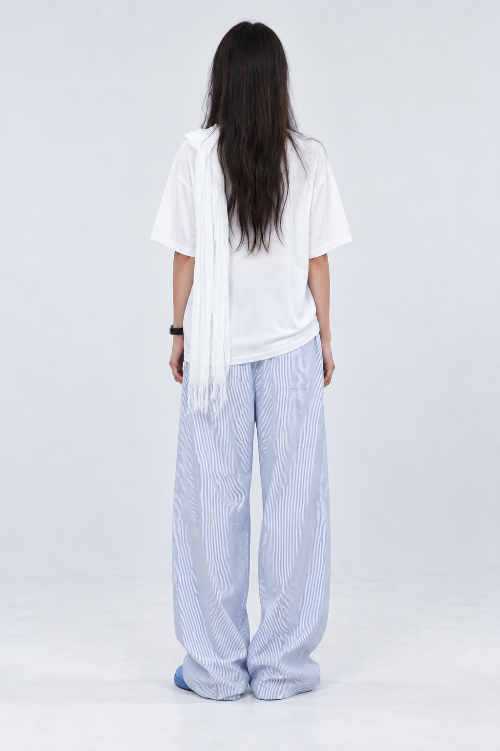 Stripe Wide Pants – Sky Blue
