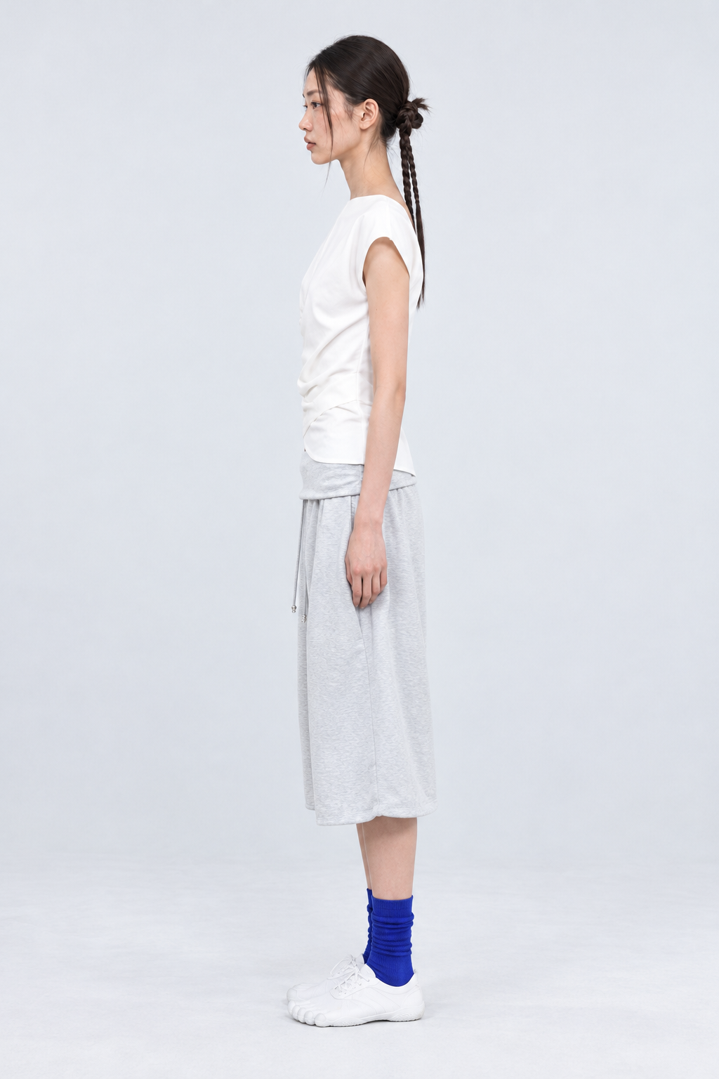 Draped Waist Balloon Pants - Grey