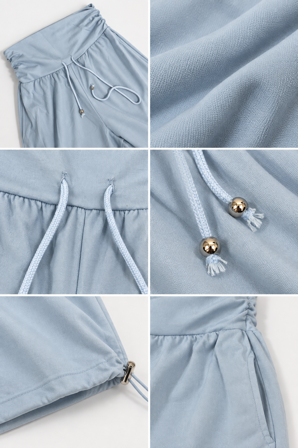 Draped Waist Balloon Pants – Sky Blue