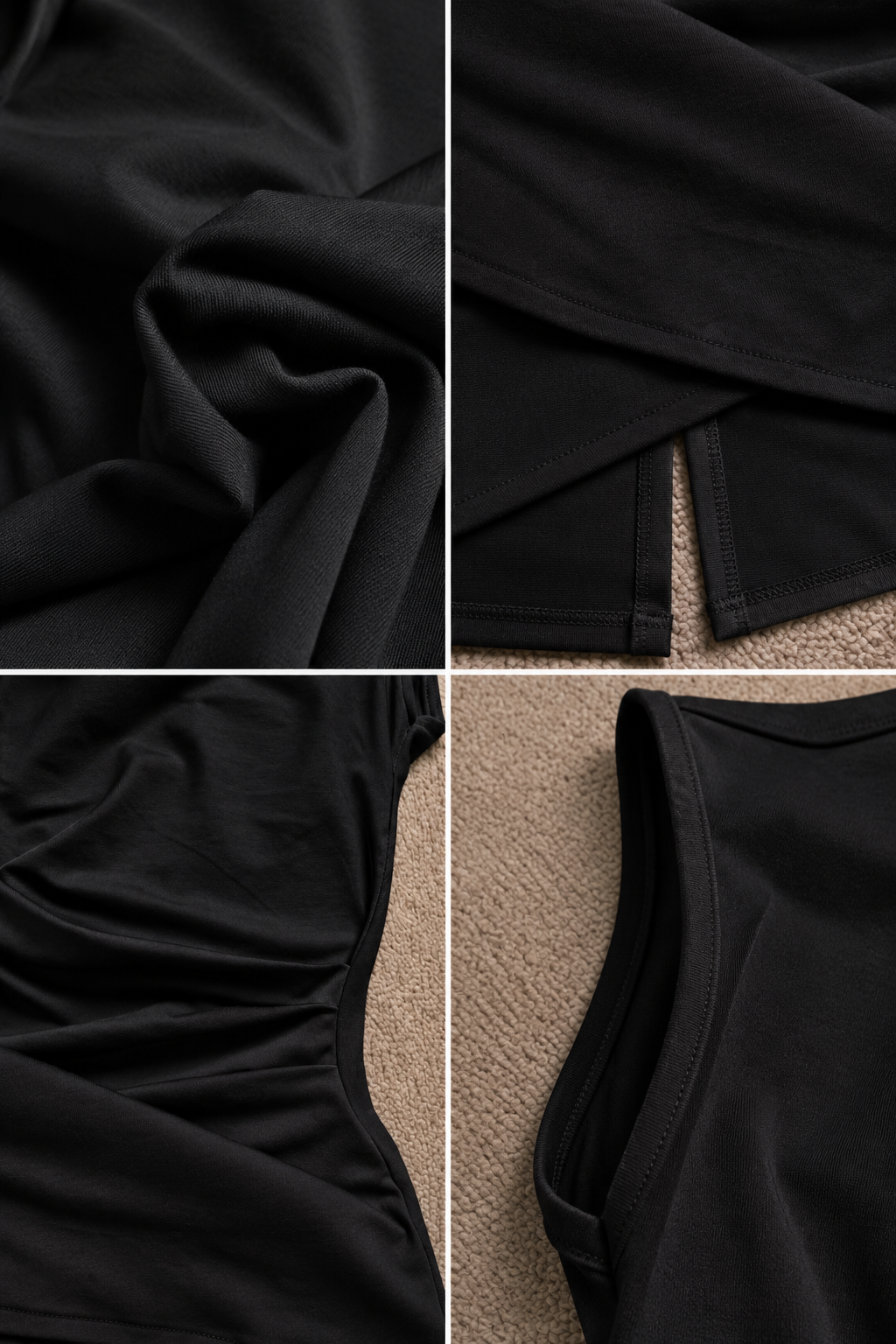 Draped Boat Neck Top - Black