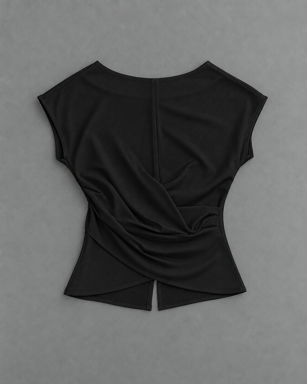 Draped Boat Neck Top - Black