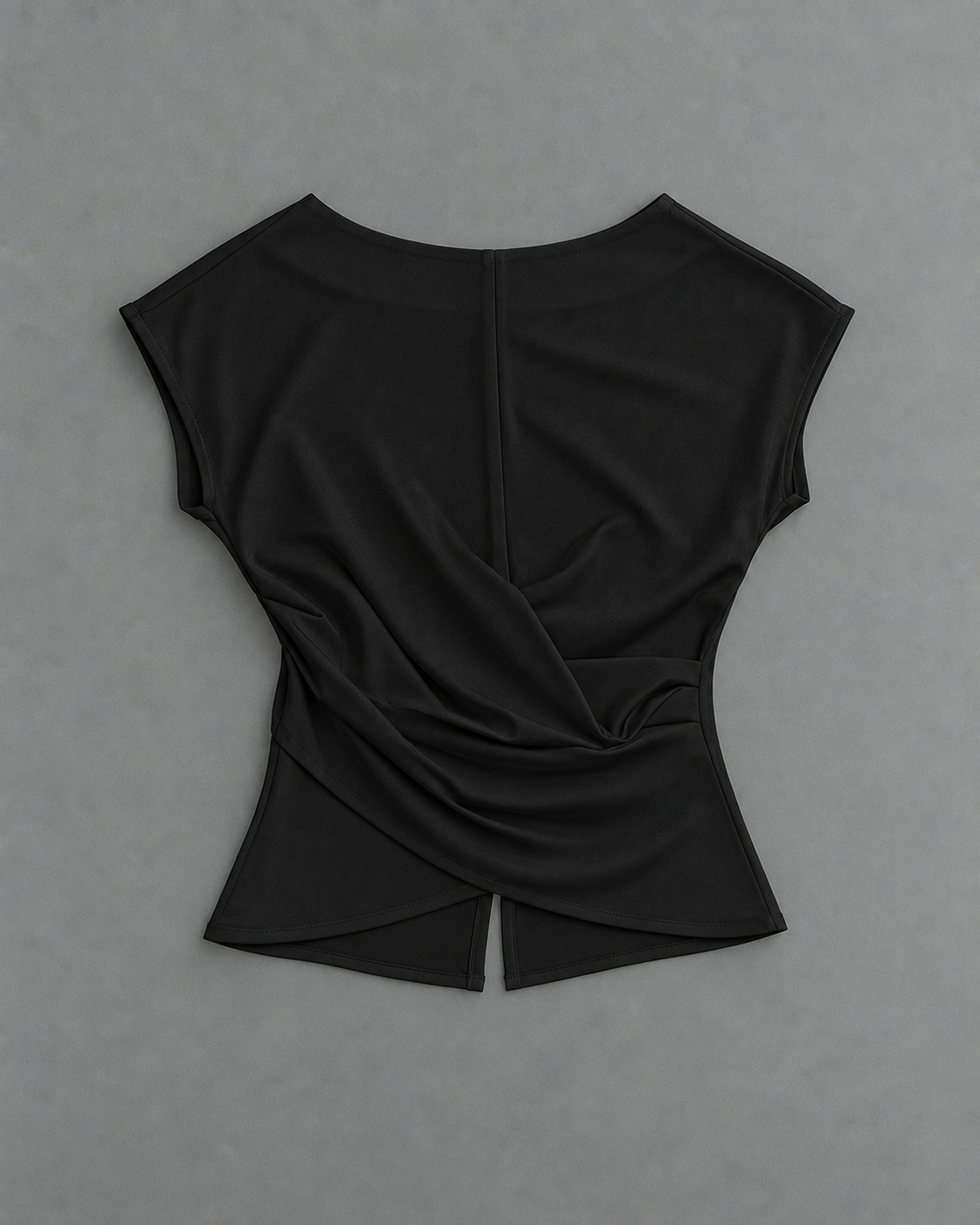 Draped Boat Neck Top - Black