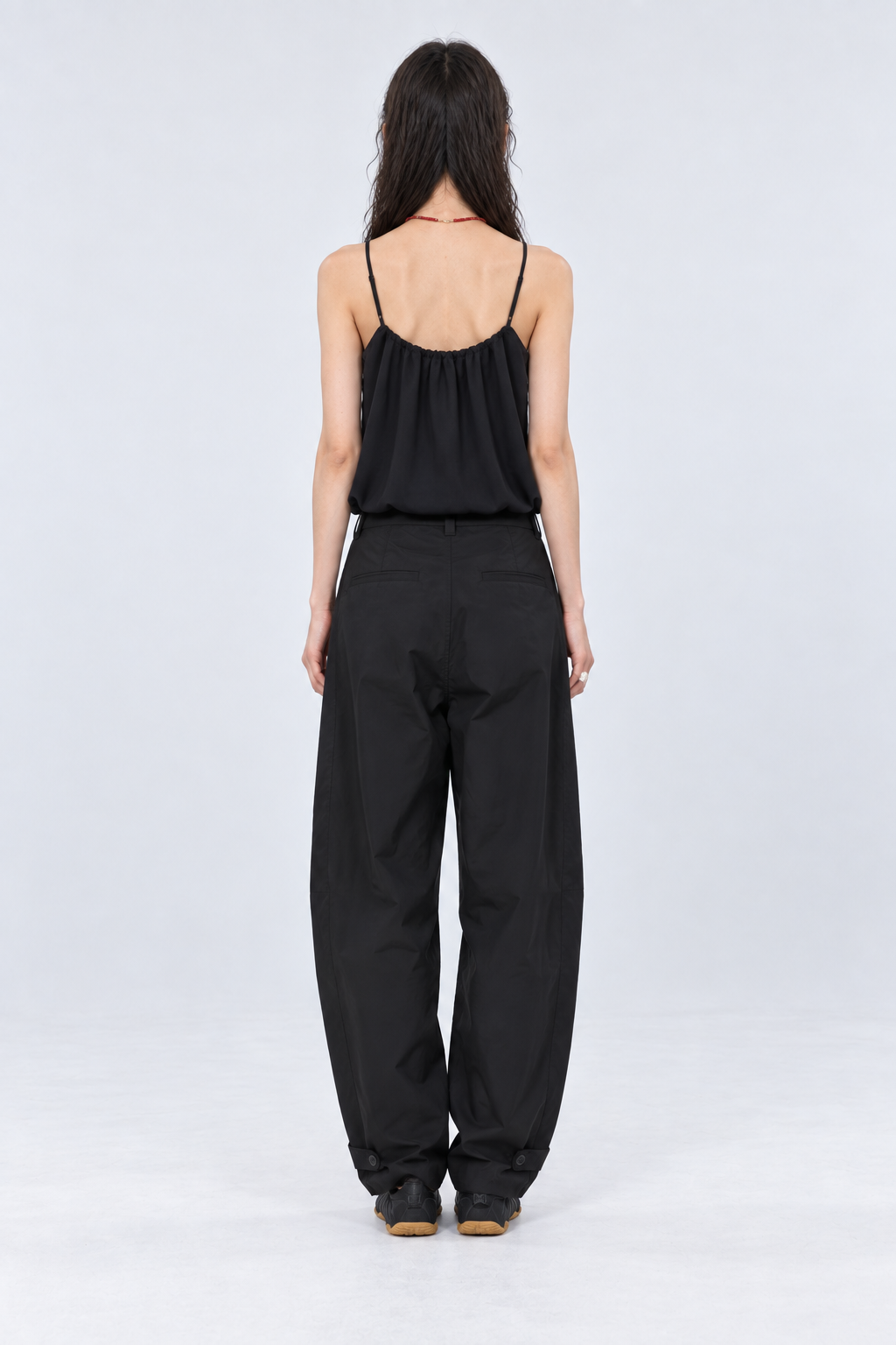 Adjustable Hem Wide Pants – Black