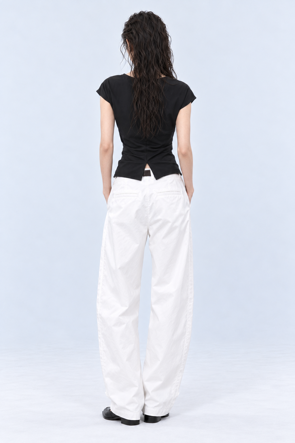 Draped Boat Neck Top - Black