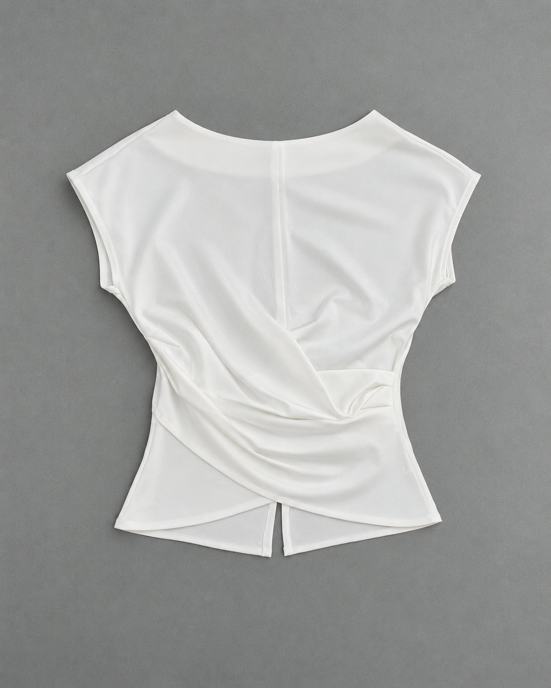 Draped Boat Neck Top - White