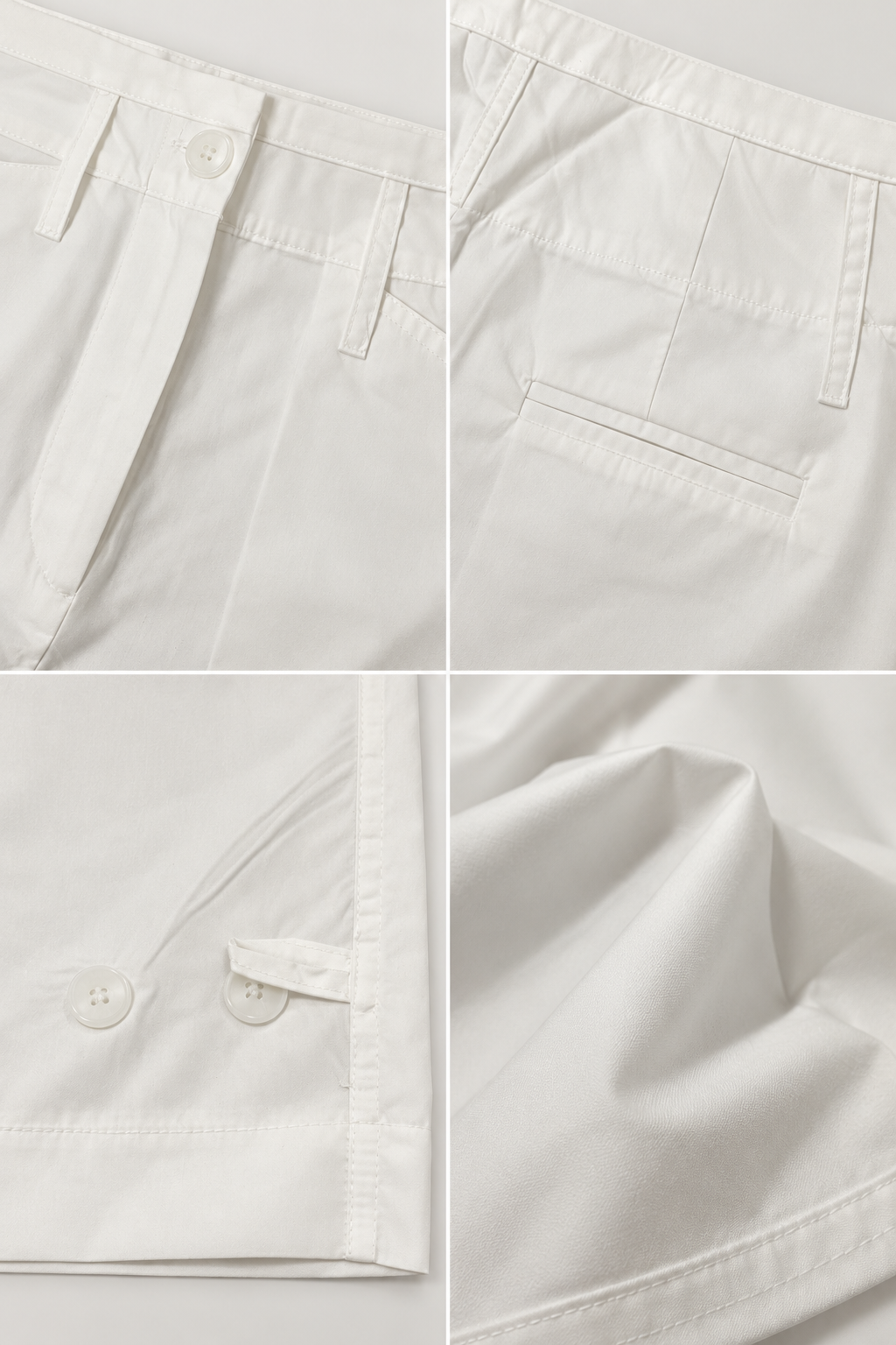 Adjustable Hem Wide Pants – White